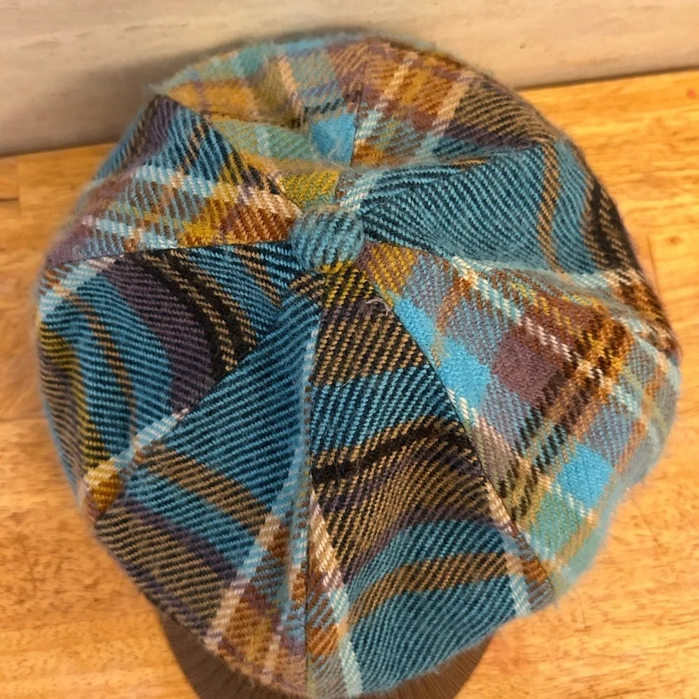 Steve Madden Brushed Plaid Cap with Brown Brim